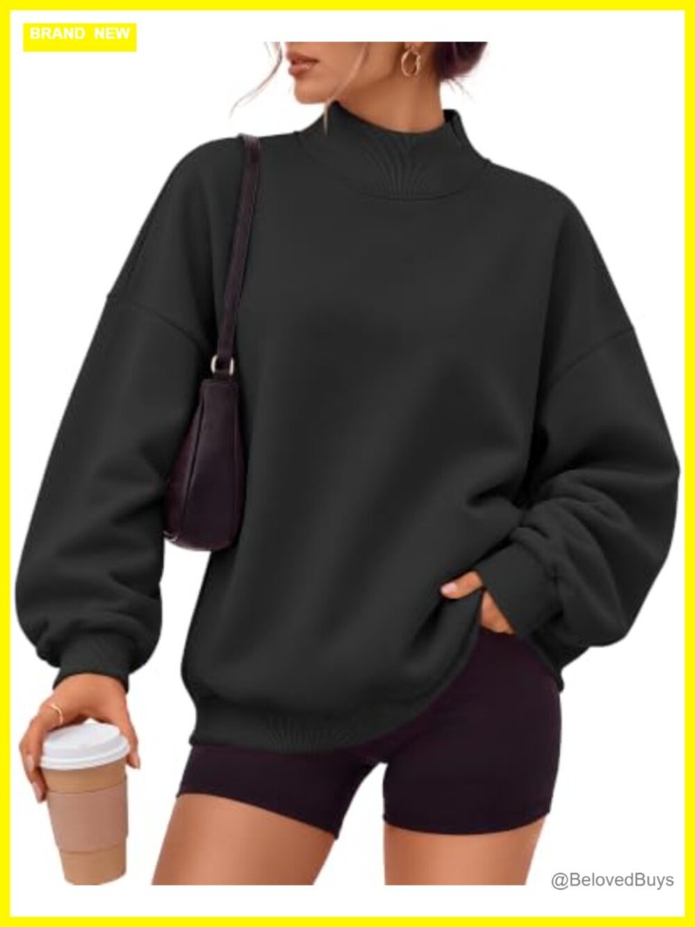 Women's Mock Neck Sweatshirt Oversized Fleece Pullover